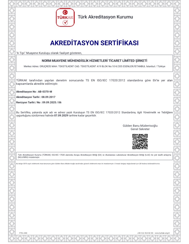 2025 TÜRKAK AKREDİTASYON SERTİFİKASI